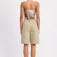 HIGH RISE WIDE LEG DENIM BERMUDA SHORTS Denim Shorts