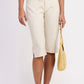 TAILORED MID RISE BERMUDA PANTS WITH FRONT BUTTON IVORY