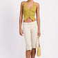 TAILORED MID RISE BERMUDA PANTS WITH FRONT BUTTON