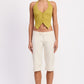 TAILORED MID RISE BERMUDA PANTS WITH FRONT BUTTON