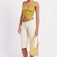 TAILORED MID RISE BERMUDA PANTS WITH FRONT BUTTON