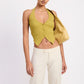 TAILORED MID RISE BERMUDA PANTS WITH FRONT BUTTON
