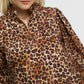 Umgee Full Size Leopard Print Ruffle Neck Blouse Plus Size Blouses