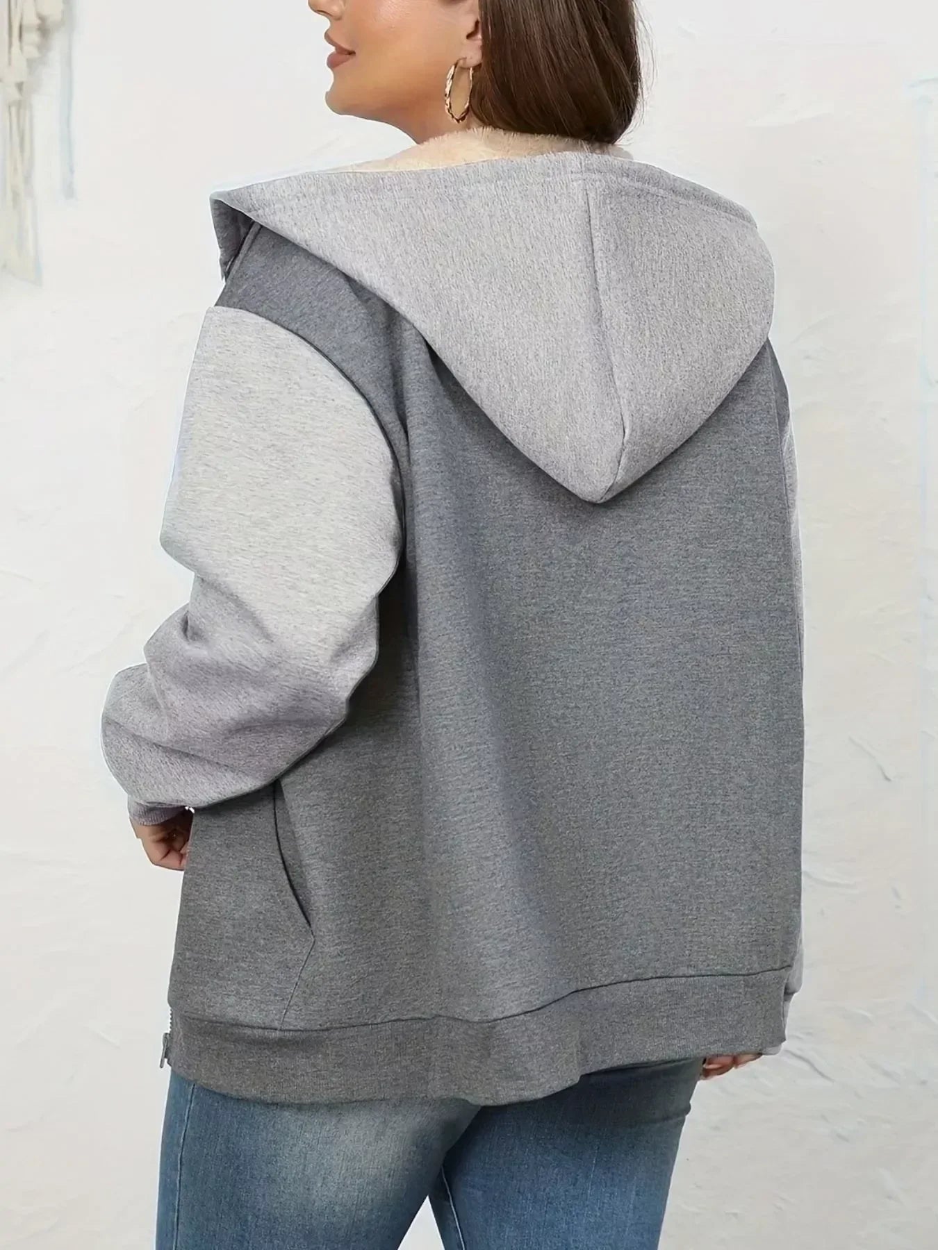 Full Size Sherpa Lined Zip-Up Hoodie - DAVERRI FASHIONS