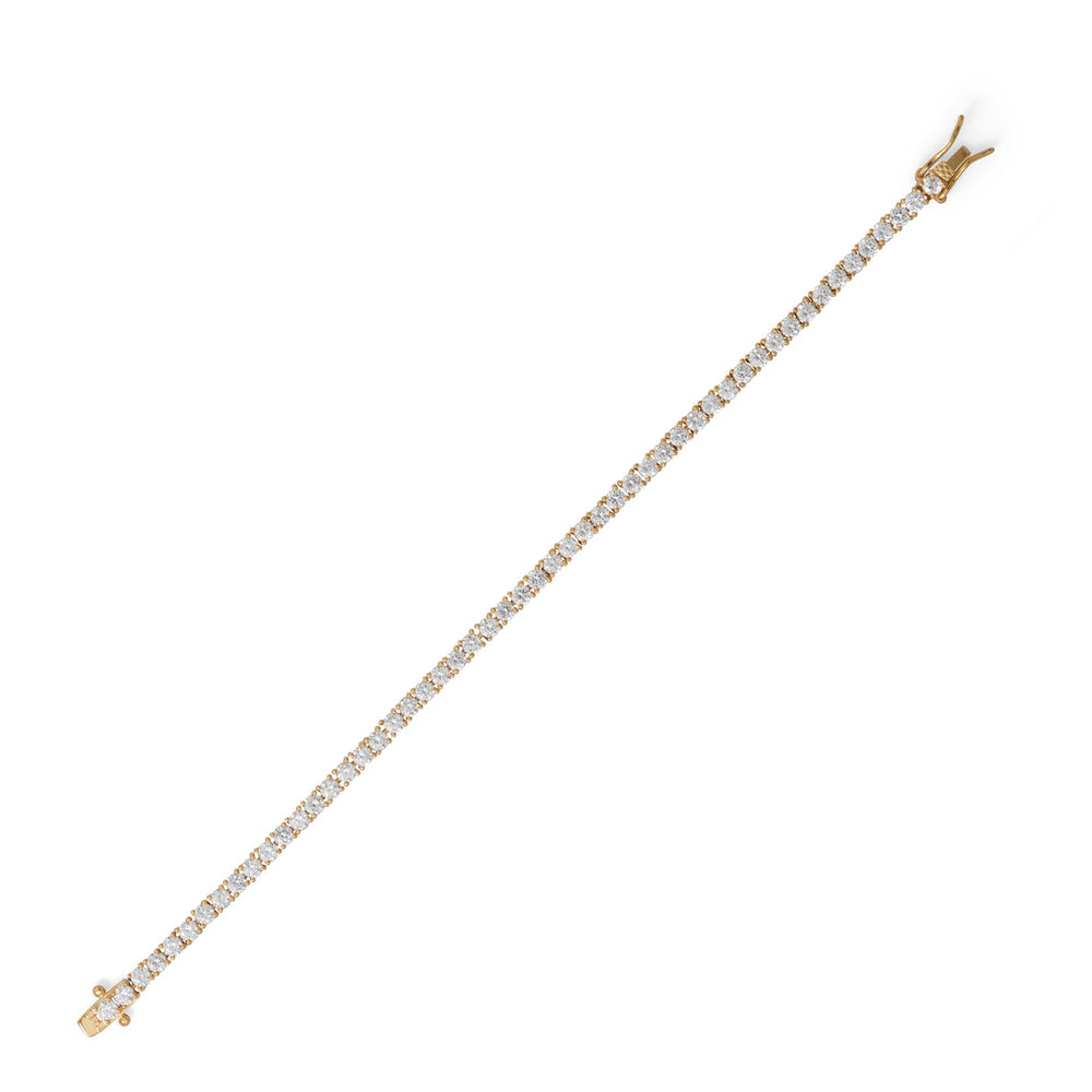 7" 14 Karat Gold Plated 3mm CZ Tennis Bracelet Bracelets