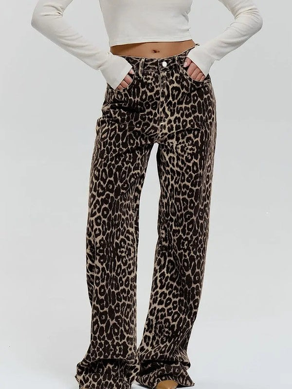 Leopard Flare Pants Brown Leopard Pants
