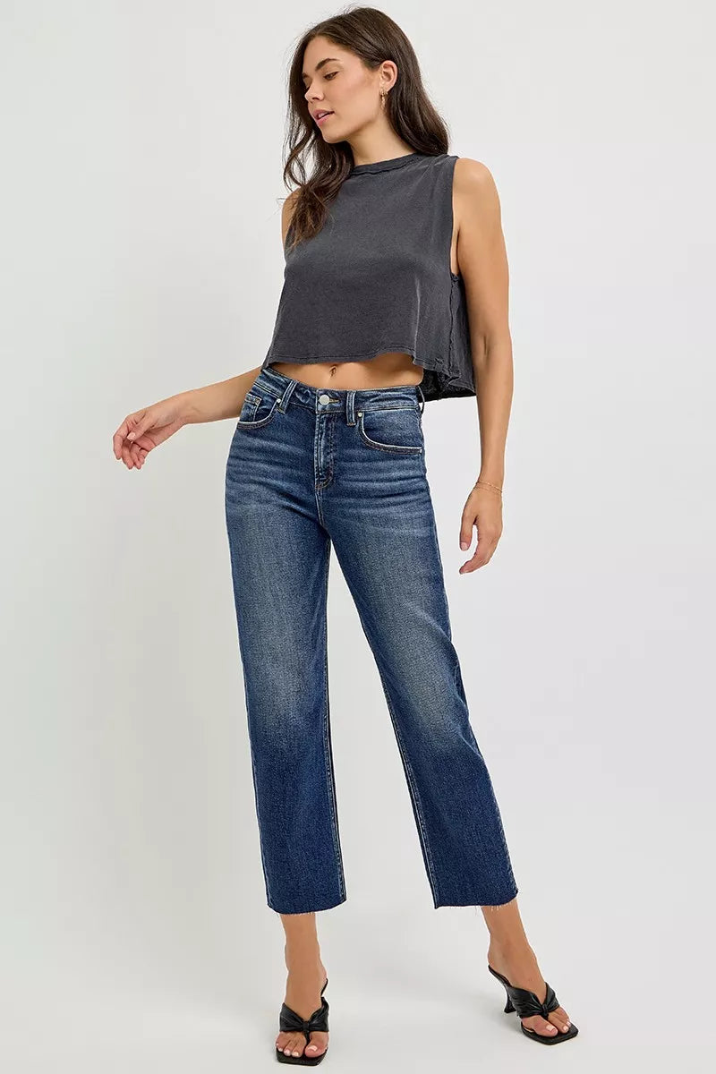 RISEN High Rise Slim Barrel Jeans | Jeans Daverri Fashions