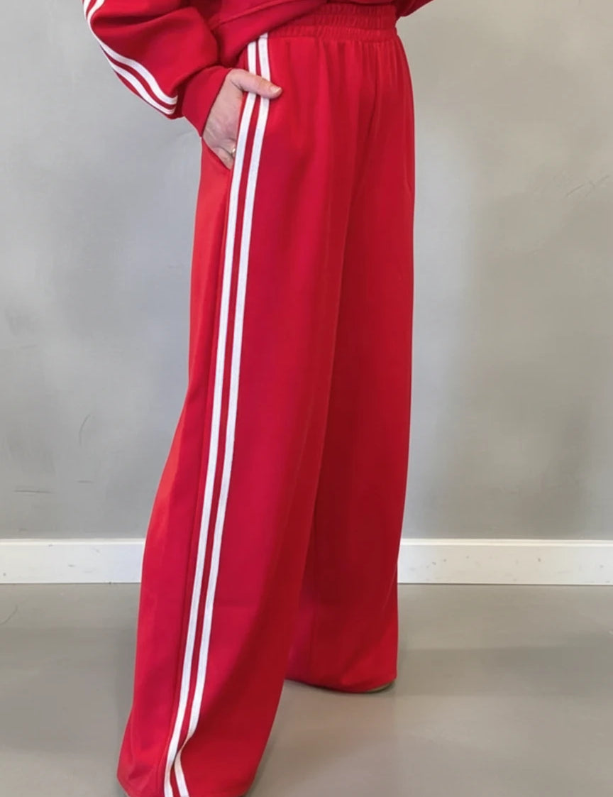 Red and white adidas striped track pants from 2pcs sweat set