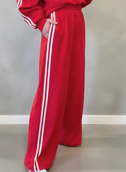 Red and white adidas striped track pants from 2pcs sweat set