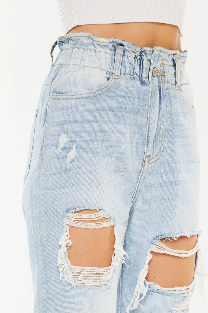 Kancan Open Pack Paperbag Mom Jeans Jeans