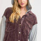 Umgee Contrast Hooded Chenille Jacket Plum - DAVERRI FASHIONS