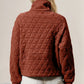 Double Take Half Zip Long Sleeve Quilted Sweatshirt with Pocket - DAVERRI FASHIONS