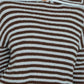 Women’s dark brown and light blue striped hooded knit sweater