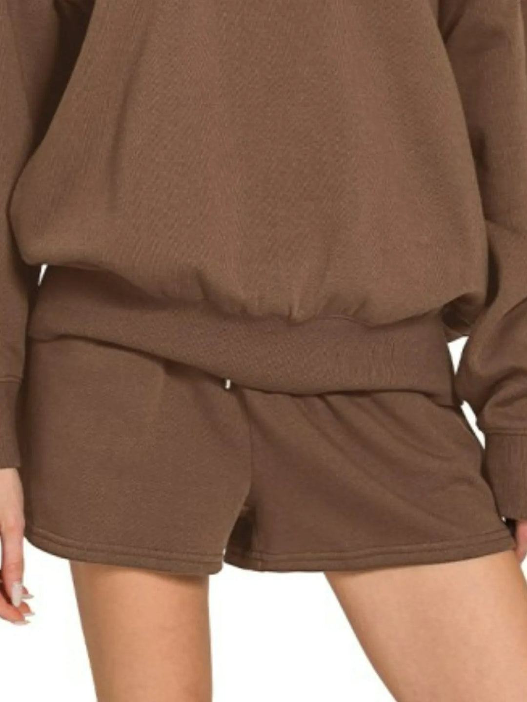 Zenana Fleece Boat Neck Sweatshirt and Shorts Set Outfit Sets