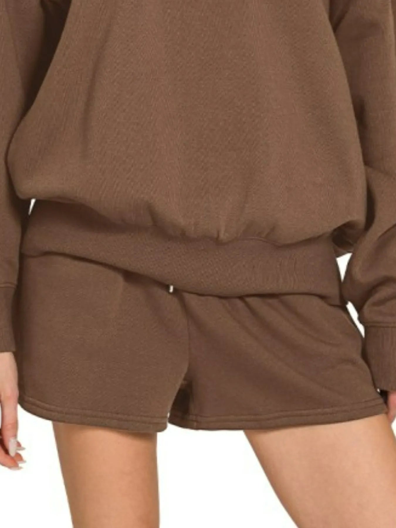 Zenana Fleece Boat Neck Sweatshirt and Shorts Set Outfit Sets