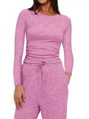 Daverri Fashions Full Size Casual Long Sleeve Top and Pants Set Plus Size - DAVERRI FASHIONS