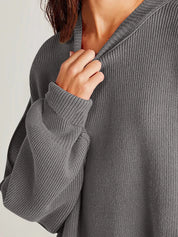 Side Slit Round Neck Long Sleeve Sweater | Sweaters Daverri Fashions