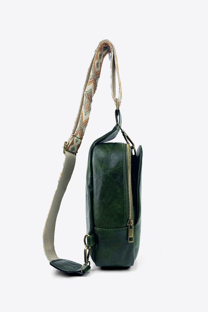 Abstract Pattern Adjustable Strap Vegan Leather Sling Bag | Cross Body Bags Daverri Fashions