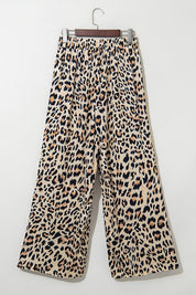 Allover Leopard Print Wide Leg Pants | Pants Daverri Fashions
