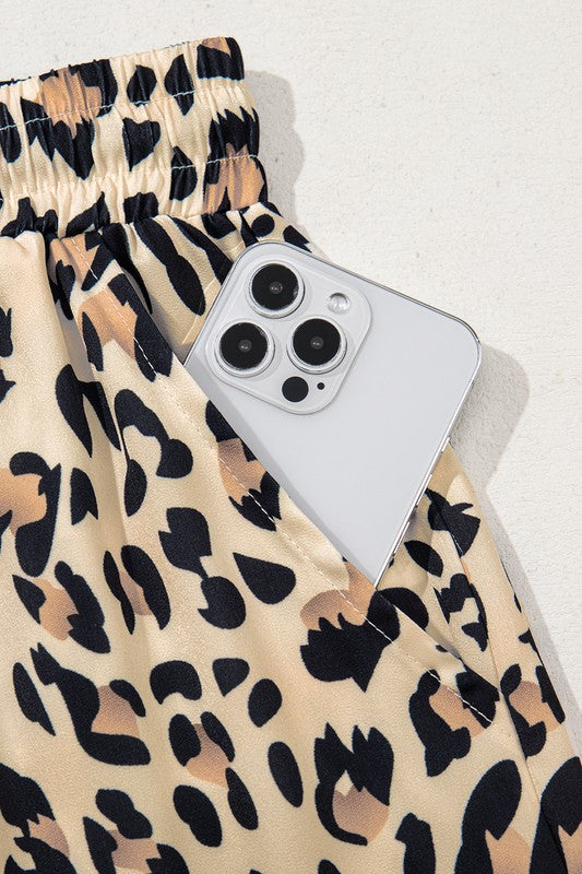 Allover Leopard Print Wide Leg Pants | Pants Daverri Fashions