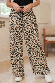 Allover Leopard Print Wide Leg Pants | Pants Daverri Fashions