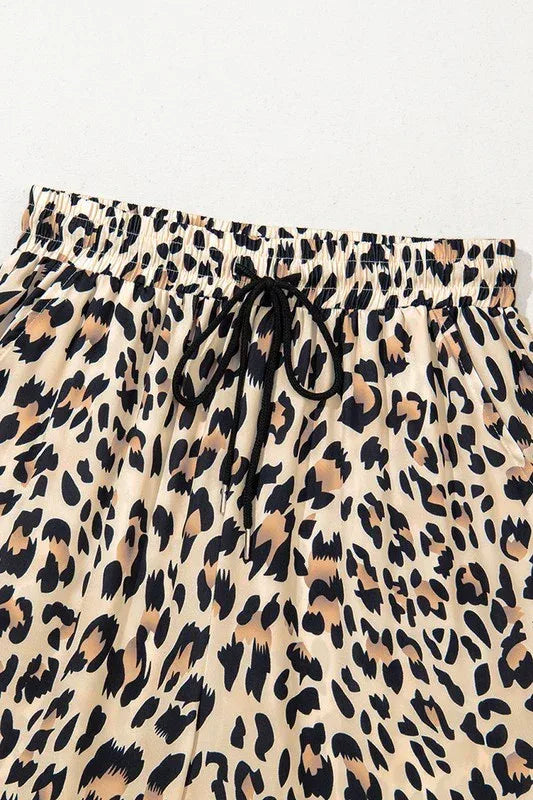 Allover Leopard Print Wide Leg Pants - DAVERRI FASHIONS