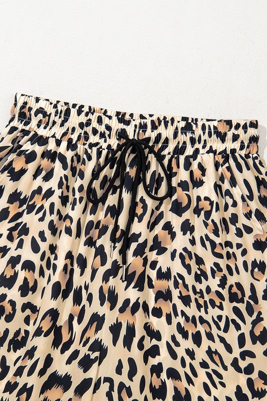 Allover Leopard Print Wide Leg Pants | Pants Daverri Fashions