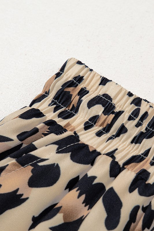 Allover Leopard Print Wide Leg Pants | Pants Daverri Fashions