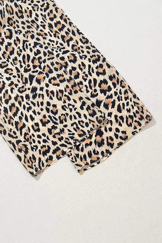 Allover Leopard Print Wide Leg Pants - DAVERRI FASHIONS