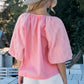 ODDI Full Size Poplin Bubble Sleeve Blouse Blouses