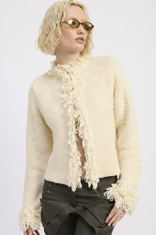 FRINGE KNIT CARDIGAN