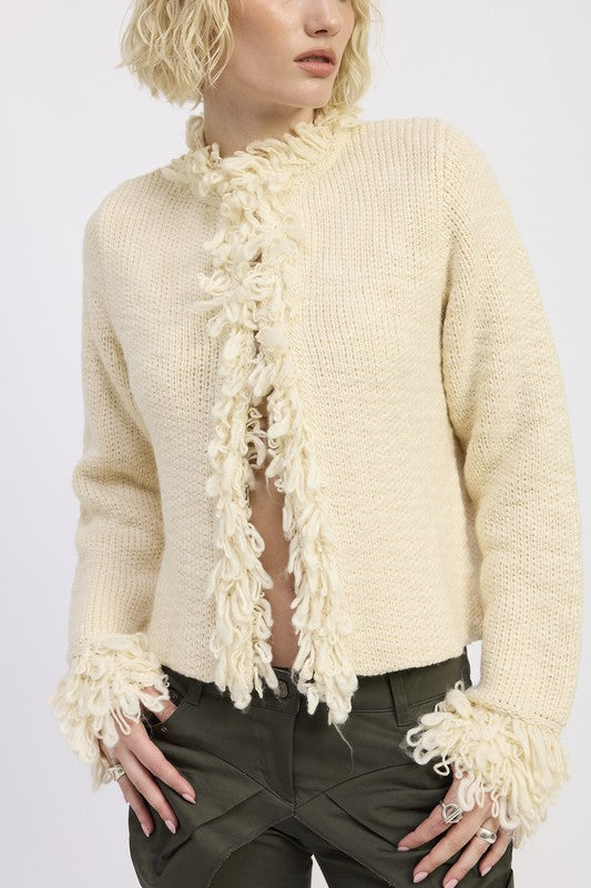 FRINGE KNIT CARDIGAN