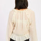 Round Neck Long Sleeve Flared Blouse - DAVERRI FASHIONS