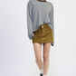 CORDUROY MINI SKIRT WITH BUTTON OLIVE