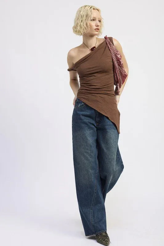 Wide Leg Denim Pant with Pockets - DAVERRI FASHIONS