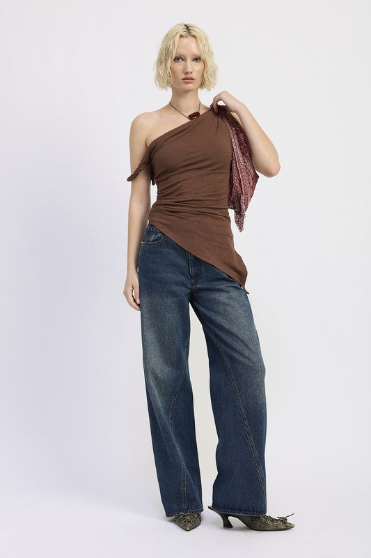Wide Leg Denim Pant with Pockets | Jeans Daverri Fashions