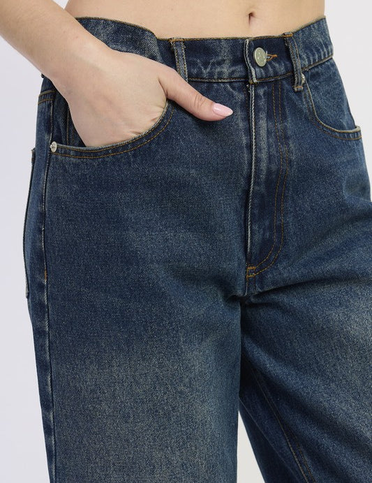 Wide Leg Denim Pant with Pockets | Jeans Daverri Fashions