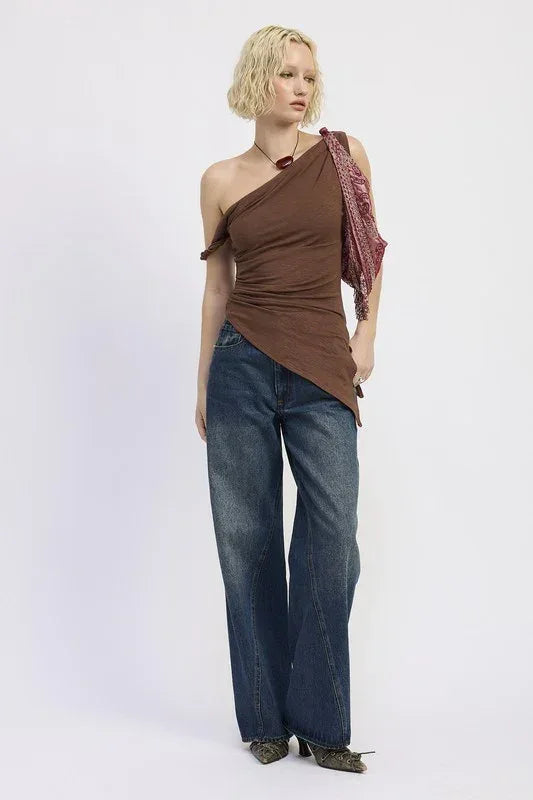 Wide Leg Denim Pant with Pockets - DAVERRI FASHIONS
