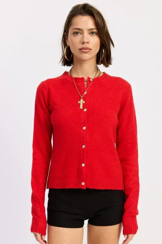 Fitted Button Up Cardigan - DAVERRI FASHIONS