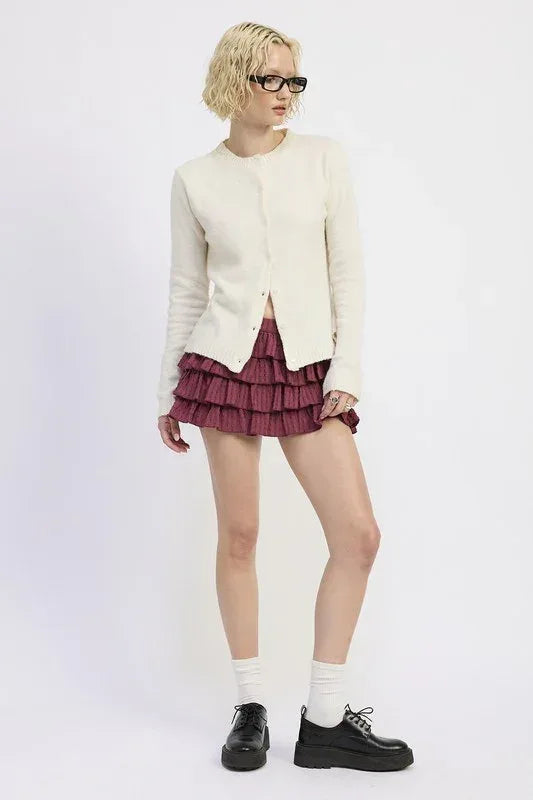 Fitted Button Up Cardigan - DAVERRI FASHIONS