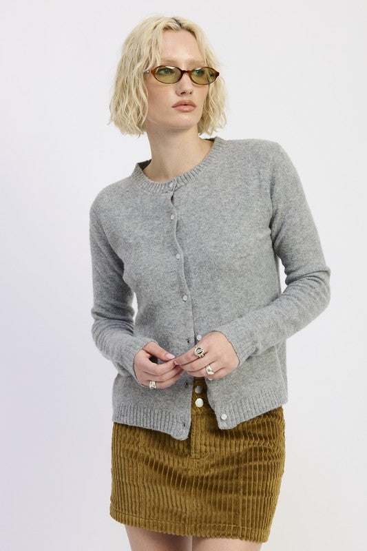 HEATHER GREY Fitted Button Up Cardigan | Cardigans Daverri Fashions