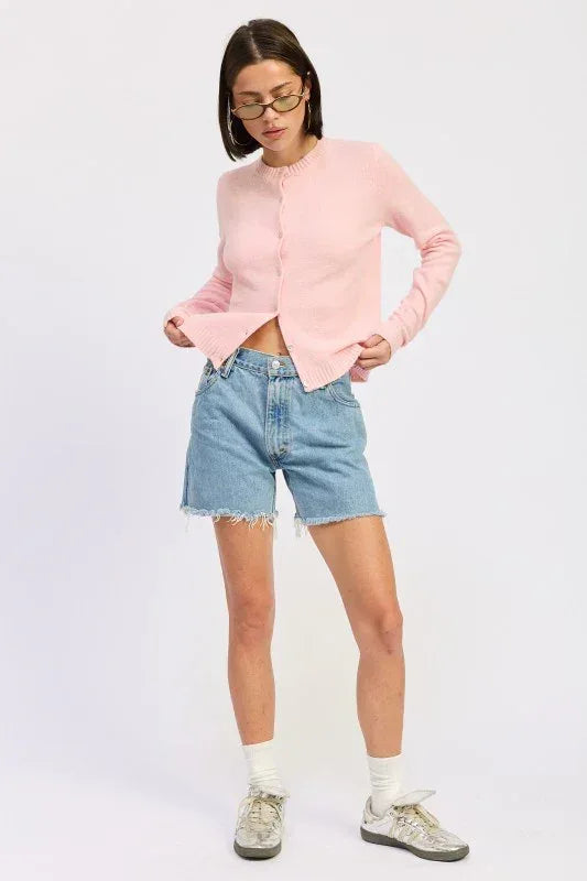 Fitted Button Up Cardigan - DAVERRI FASHIONS