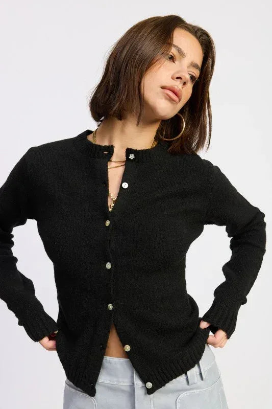 Fitted Button Up Cardigan - DAVERRI FASHIONS