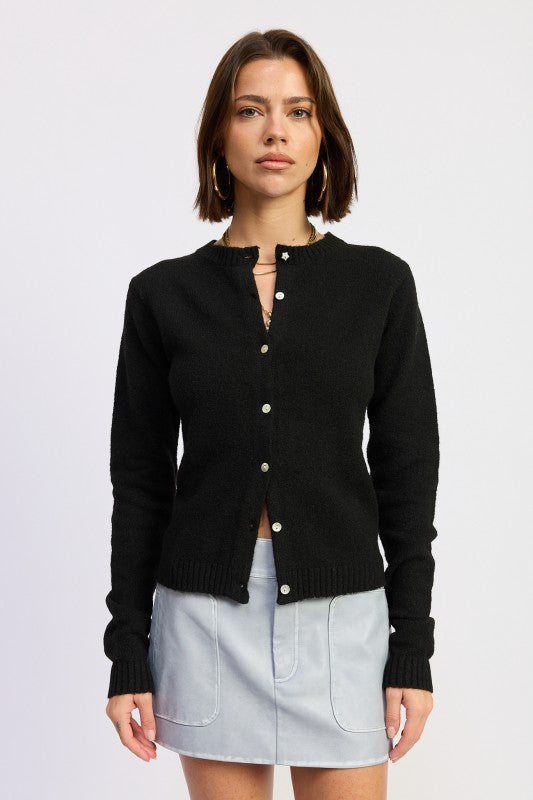 BLACK Fitted Button Up Cardigan | Cardigans Daverri Fashions
