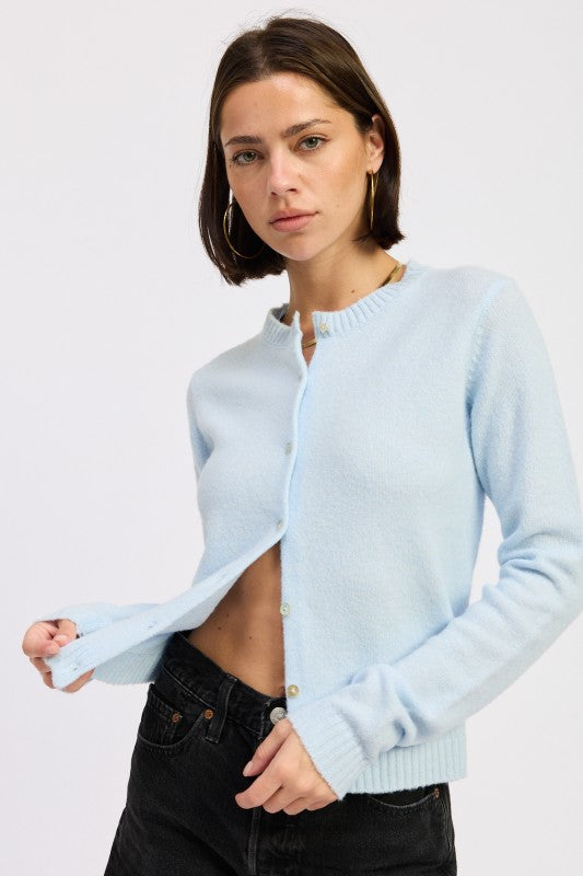 BABY BLUE Fitted Button Up Cardigan | Cardigans Daverri Fashions