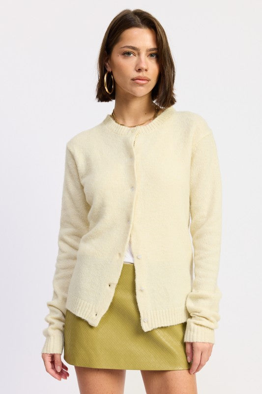 PALE YELLOW Fitted Button Up Cardigan | Cardigans Daverri Fashions