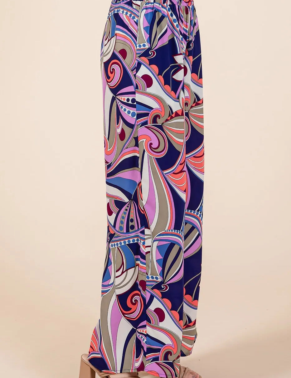 Mittoshop Abstract Print Elastic Waist Wide Leg Pants | Pants Daverri Fashions