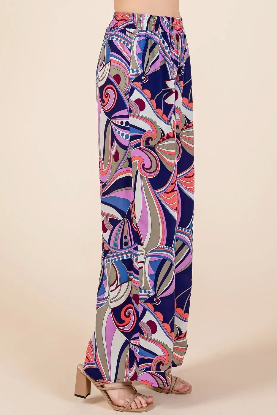 Mittoshop Abstract Print Elastic Waist Wide Leg Pants - DAVERRI FASHIONS