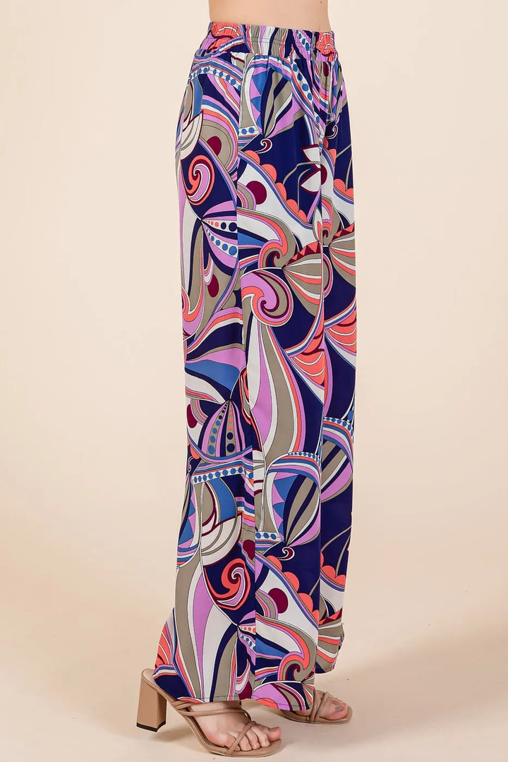 Mittoshop Abstract Print Elastic Waist Wide Leg Pants Pants