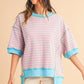 Pink Stripe mint half sleeve sweatshirt Sweatshirts